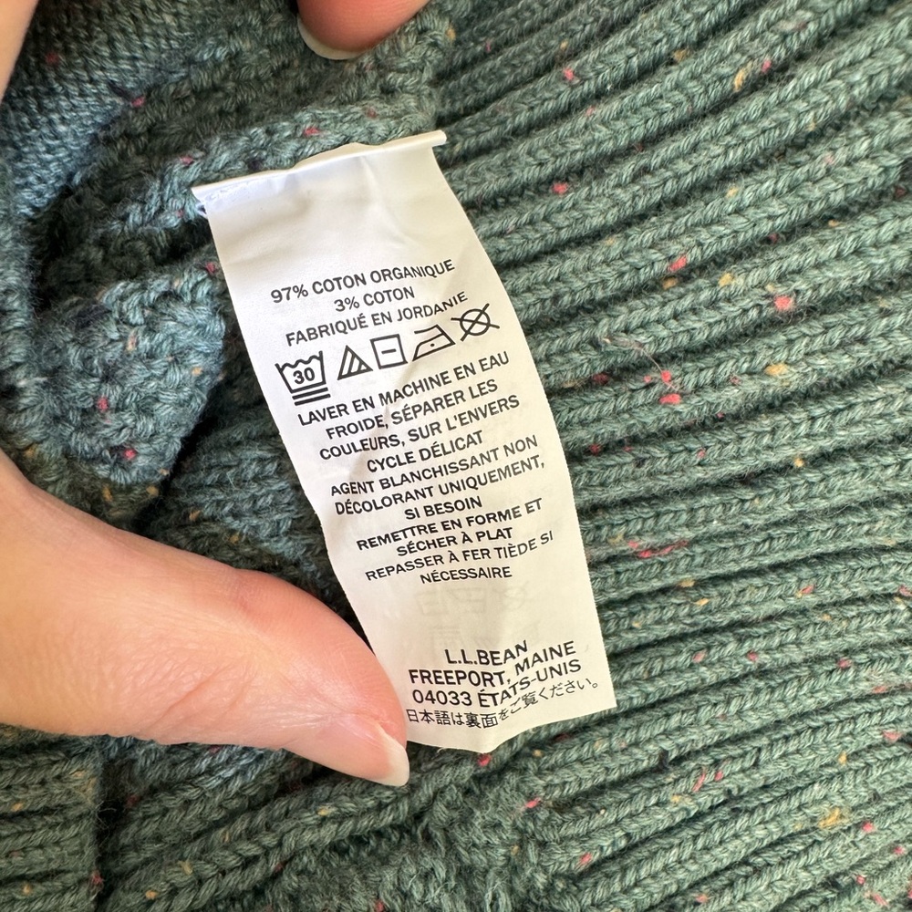 L.L. Bean Cable-Knit Sweater in Soft Spruce - Picture 5 of 6